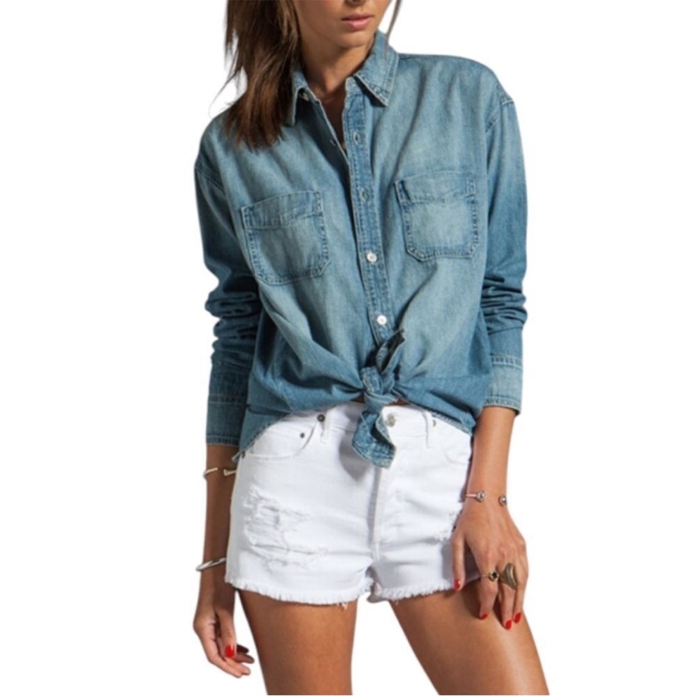 J Brand Light Blue Denim Cotton Shirt, NWOT - Picture 4 of 5